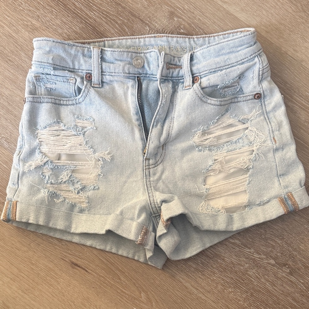 American Eagle Outfitters Light Wash Distressed Jean Shorts
